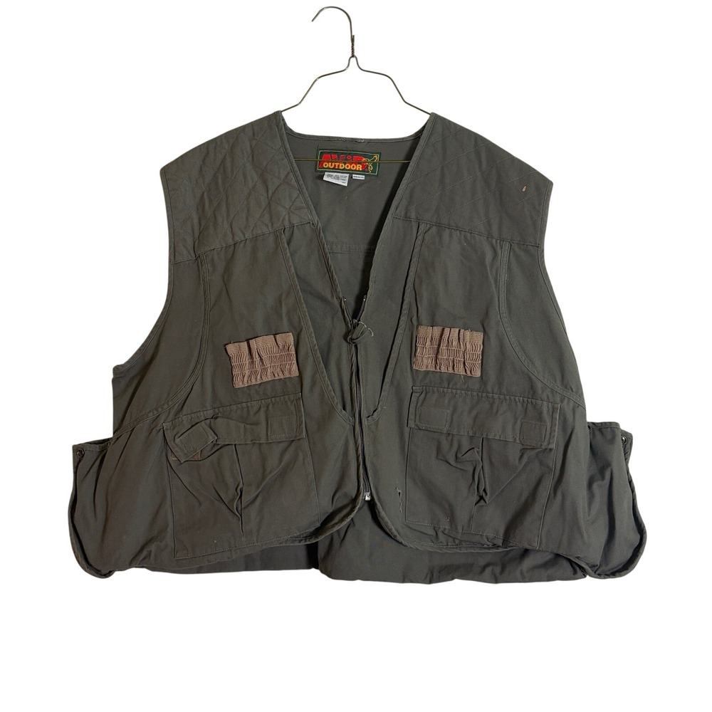 Avid‎ Outdoor Mens XXL Olive Green Utility Hunting Fishing Vest Multi-Pocket